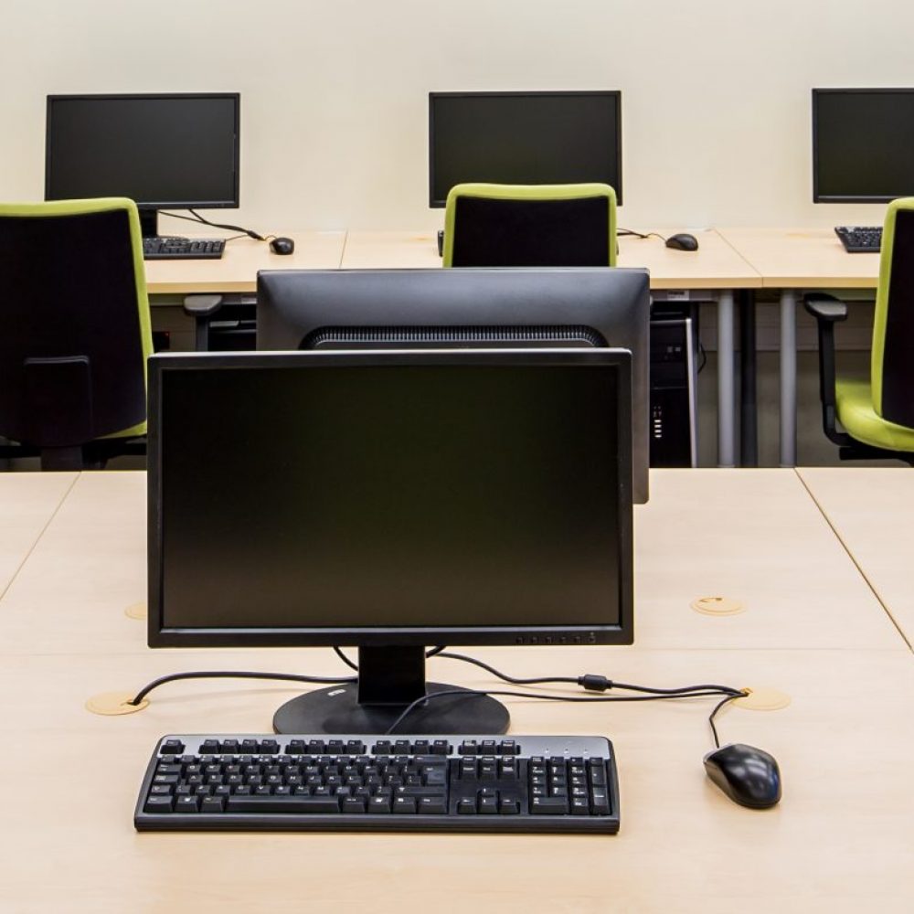 New modern computer classroom for the IT students in a school